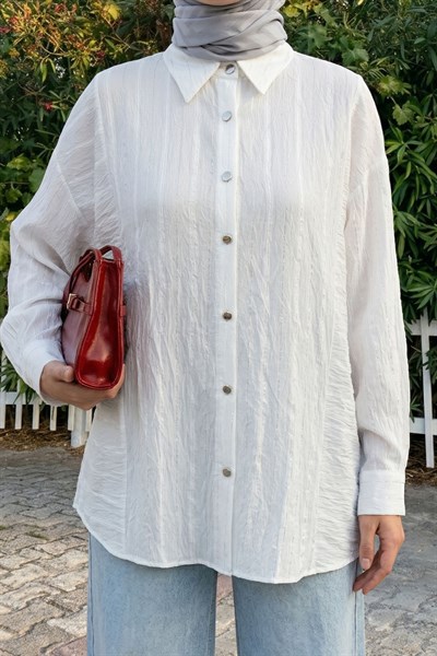 Sim Şeritli Beyaz Gömlek