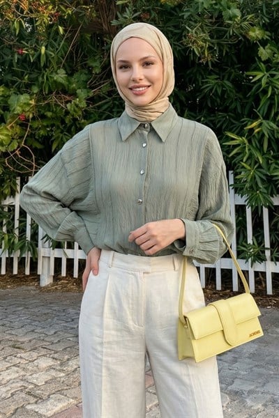 Sim Şeritli Mint Yeşili Gömlek