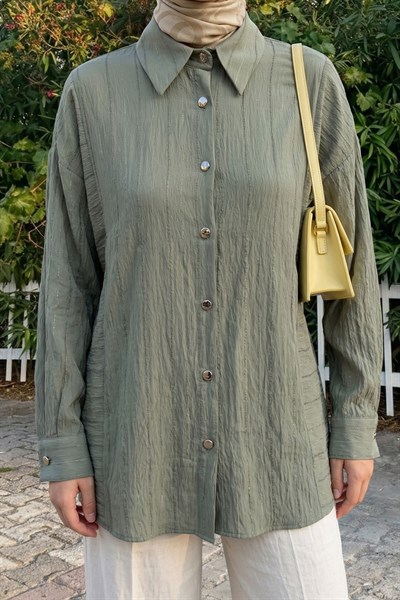 Sim Şeritli Mint Yeşili Gömlek