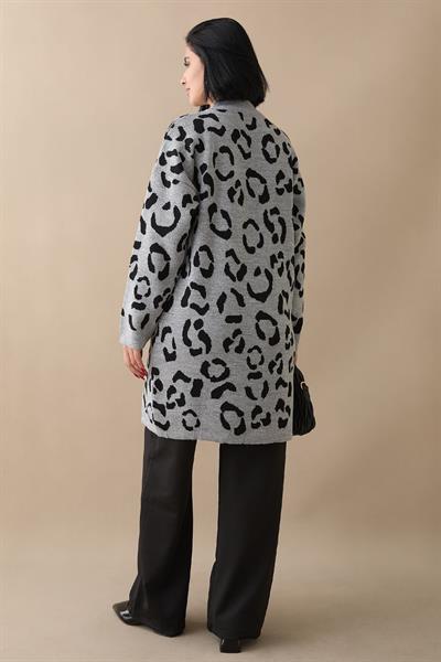 Simli Desenli Gri Triko Kazak