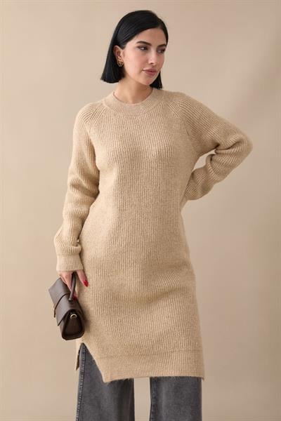 Simli Fitilli Camel Tunik