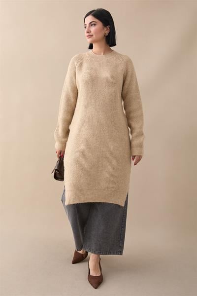Simli Fitilli Camel Tunik