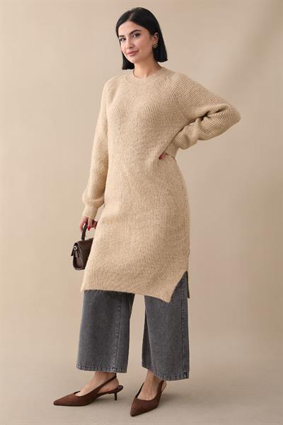 Simli Fitilli Camel Tunik