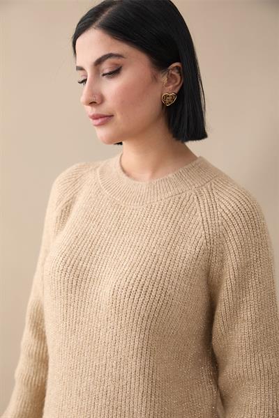Simli Fitilli Camel Tunik