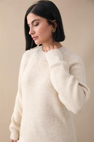 Simli Fitilli Ekru Tunik