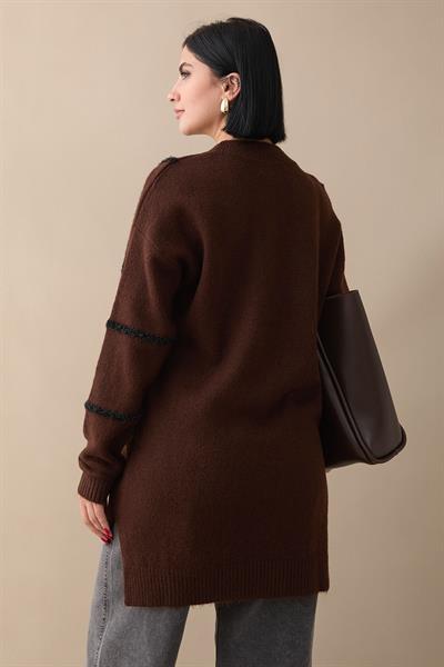 Simli Yumoş Acı Kahve Triko Tunik