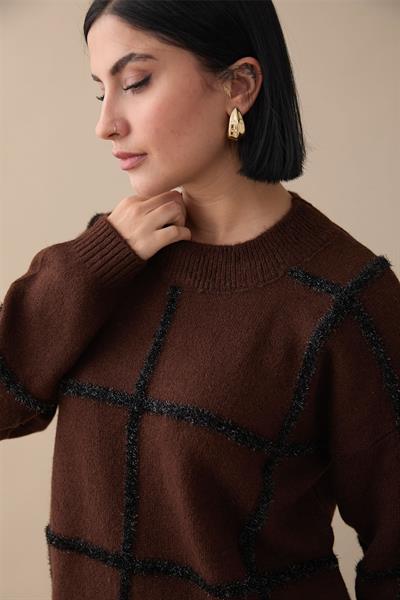 Simli Yumoş Acı Kahve Triko Tunik