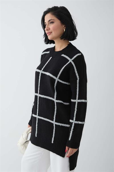 Simli Yumoş Siyah Triko Tunik