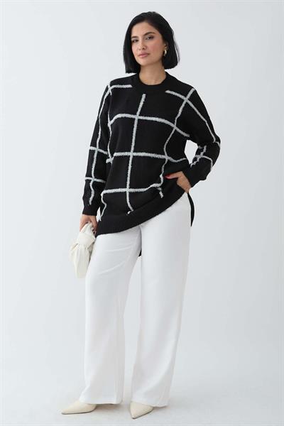 Simli Yumoş Siyah Triko Tunik
