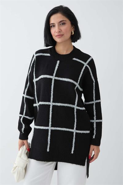 Simli Yumoş Siyah Triko Tunik