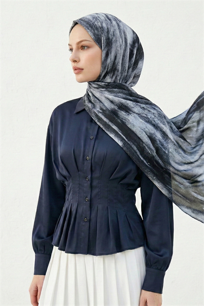 Soyut Desenli Gri Soft Pamuk Şal