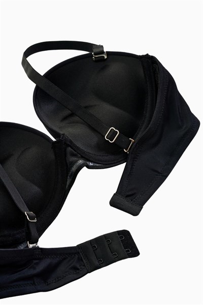 Straplez Mikro Sütyen Double Push Up, Ekstra Dolgulu Basic - Siyah - 2536