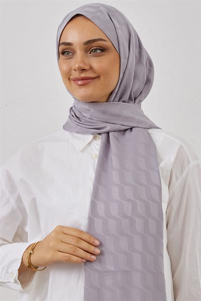 Su Desen İpeksi Jakar Şal - Gri