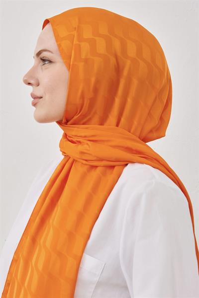 Su Desen İpeksi Jakar Şal - Oranj