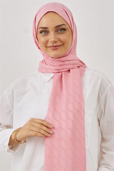 Su Desen İpeksi Jakar Şal - Pudra