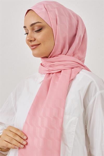 Su Desen İpeksi Jakar Şal - Pudra