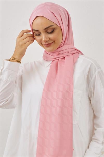 Su Desen İpeksi Jakar Şal - Pudra