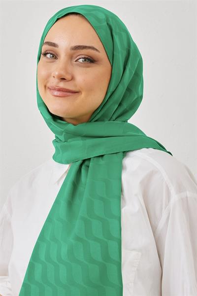 Su Desen İpeksi Jakar Şal - Yeşil