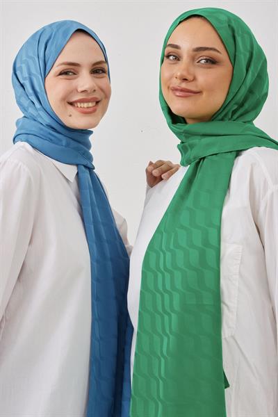 Su Desen İpeksi Jakar Şal - Yeşil