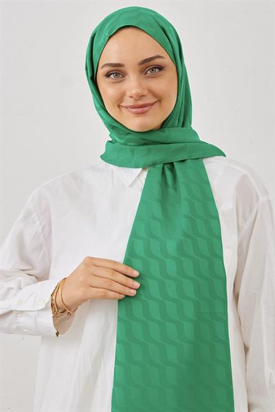 Su Desen İpeksi Jakar Şal - Yeşil
