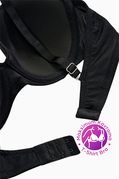 T-shirt Bra Dolgusuz Sabit Kalın Askı - Siyah - 2531