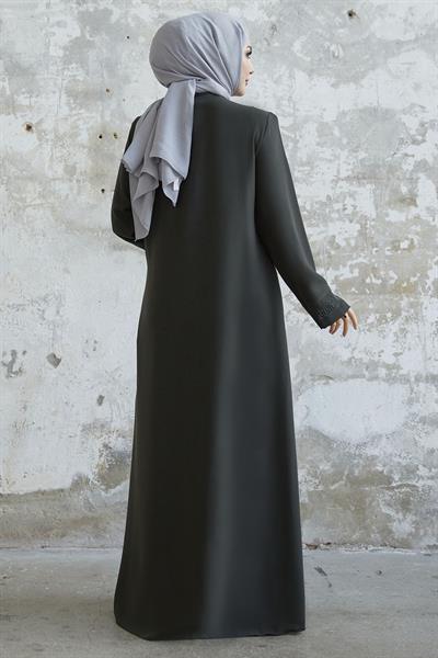 Taş Roba Detaylı Haki Ferace