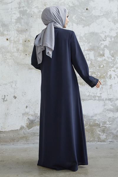 Taş Roba Detaylı Lacivert Ferace