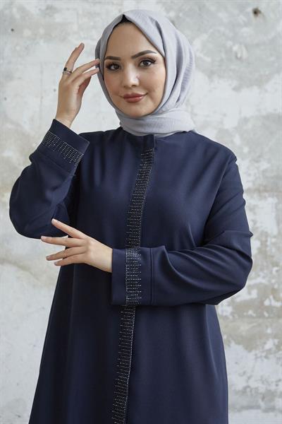 Taş Roba Detaylı Lacivert Ferace