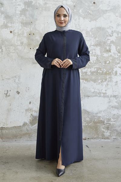 Taş Roba Detaylı Lacivert Ferace