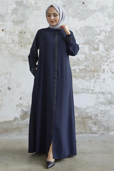 Taş Roba Detaylı Lacivert Ferace