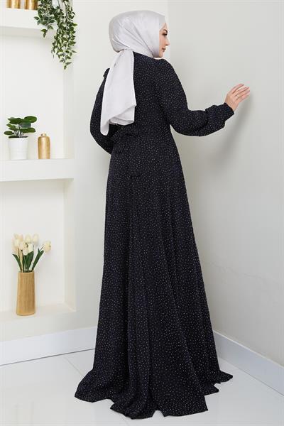 Taşlı Buzy Gri Elbise