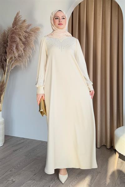 Taşlı İncili Taş Scuba Elbise