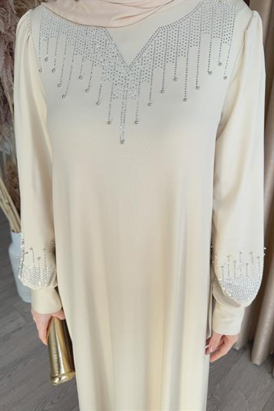 Taşlı İncili Taş Scuba Elbise