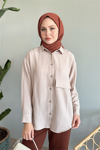 Tek Cepli Bej Salaş Gömlek
