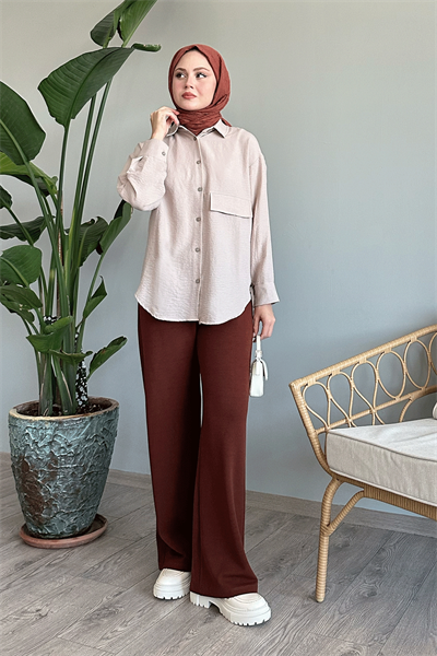 Tek Cepli Bej Salaş Gömlek