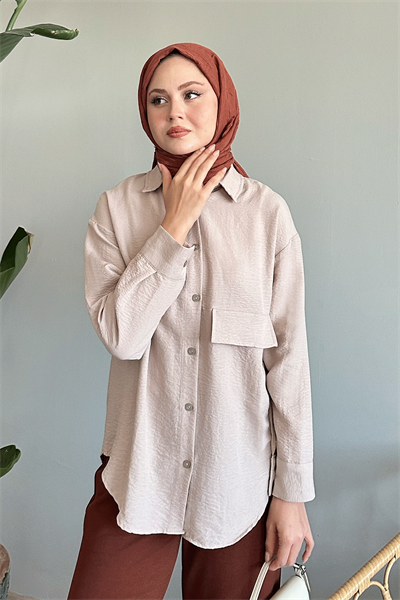 Tek Cepli Bej Salaş Gömlek