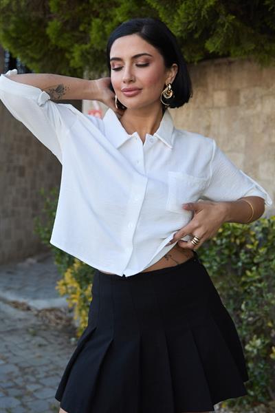 Tek Cepli Kısa Kollu Gömlek Beyaz