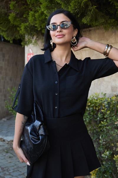 Tek Cepli Kısa Kollu Gömlek Siyah