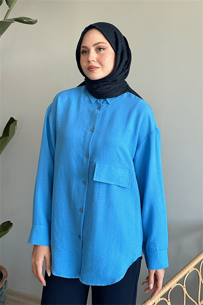 Tek Cepli Mavi Salaş Gömlek