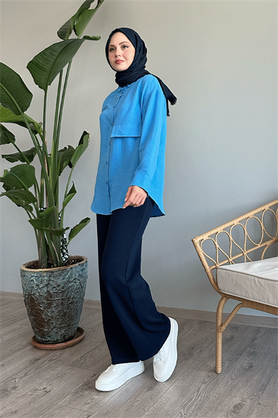 Tek Cepli Mavi Salaş Gömlek