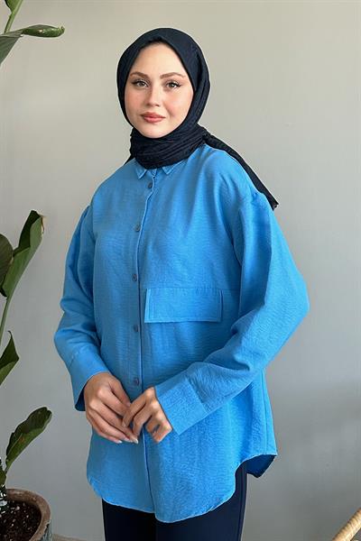 Tek Cepli Mavi Salaş Gömlek