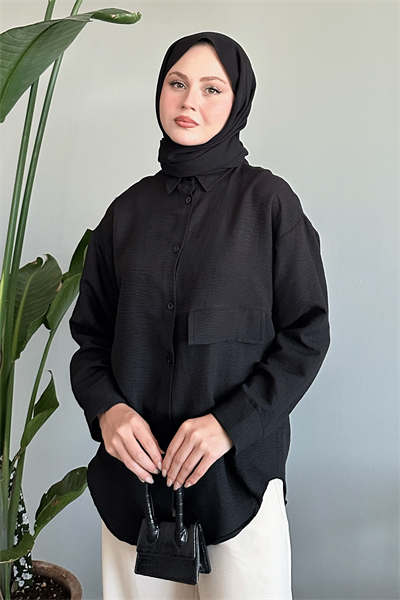 Tek Cepli Siyah Salaş Gömlek