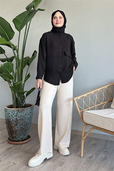 Tek Cepli Siyah Salaş Gömlek