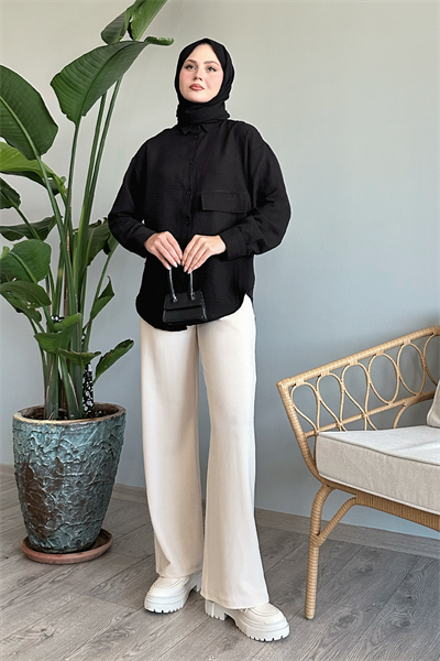 Tek Cepli Siyah Salaş Gömlek