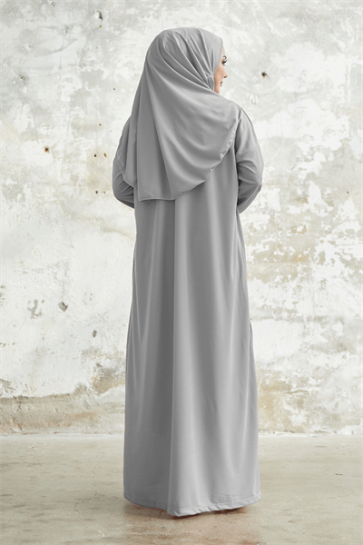 Tek Parça Gri Namaz Elbisesi