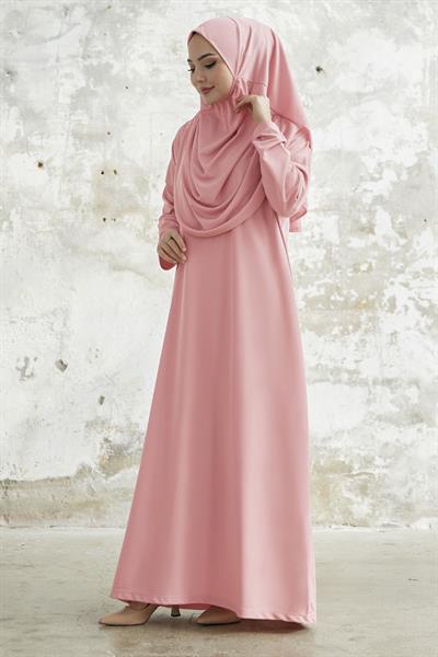 Tek Parça Pembe Namaz Elbisesi