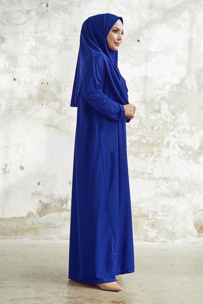 Tek Parça Saks Mavisi Namaz Elbisesi