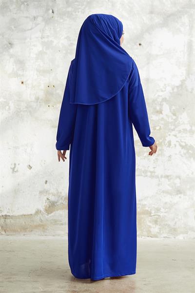 Tek Parça Saks Mavisi Namaz Elbisesi