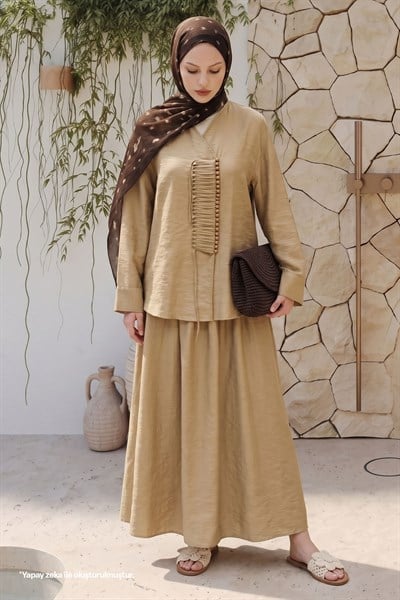 Truvakar Kol Camel Düğmeli Takım