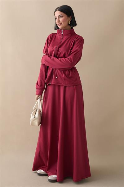 Tünel Kemerli Etekli Bordo Scuba Takım